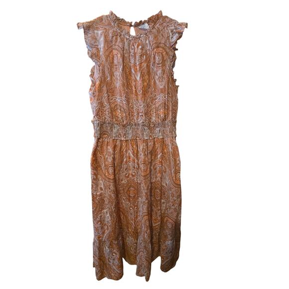 Good Hart By Matilda Jane Midi Dress L Womens Pink Brown Cottage Core Sleeveless - Picture 1 of 6